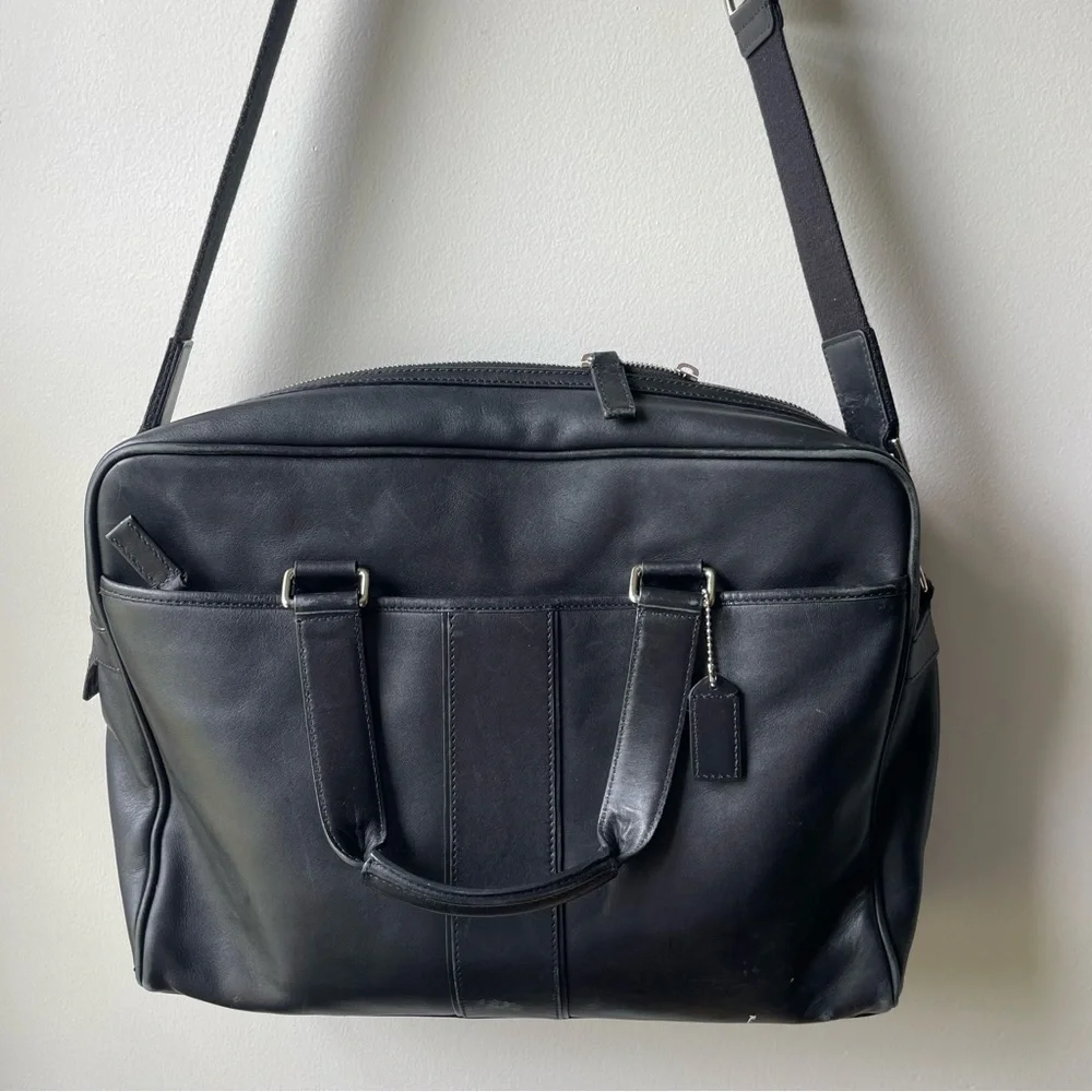 COACH Unisex Bag 70181 HUDSON COMMUTER C Briefcase Shoulder Bag Black Leather